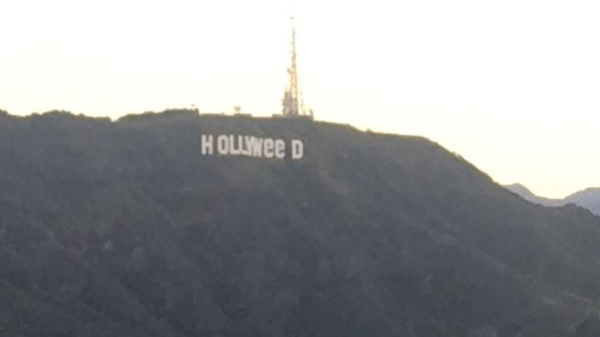 ‘Hollywood’ sign changed to ‘Hollyweed’