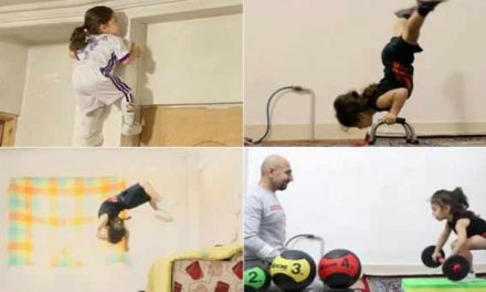 3 years old superkid climbs walls, lifts weights