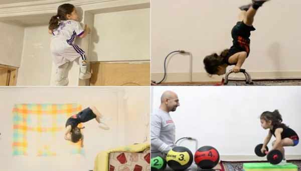 3 years old superkid climbs walls, lifts weights